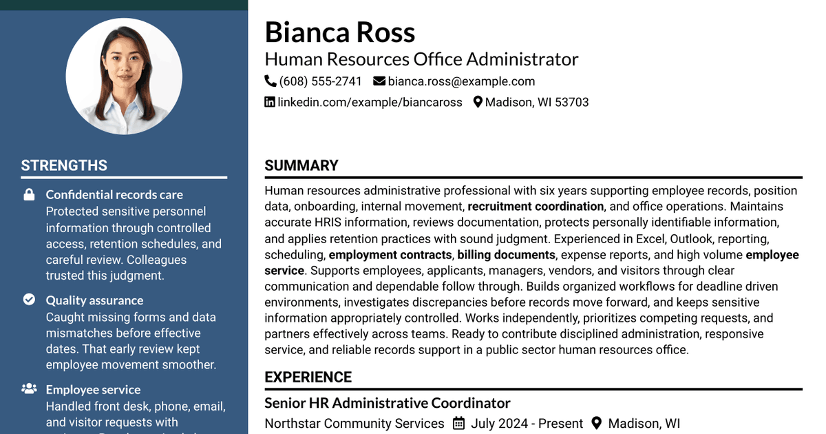 7 Human Resources Office Administrator Resume Templates with Example