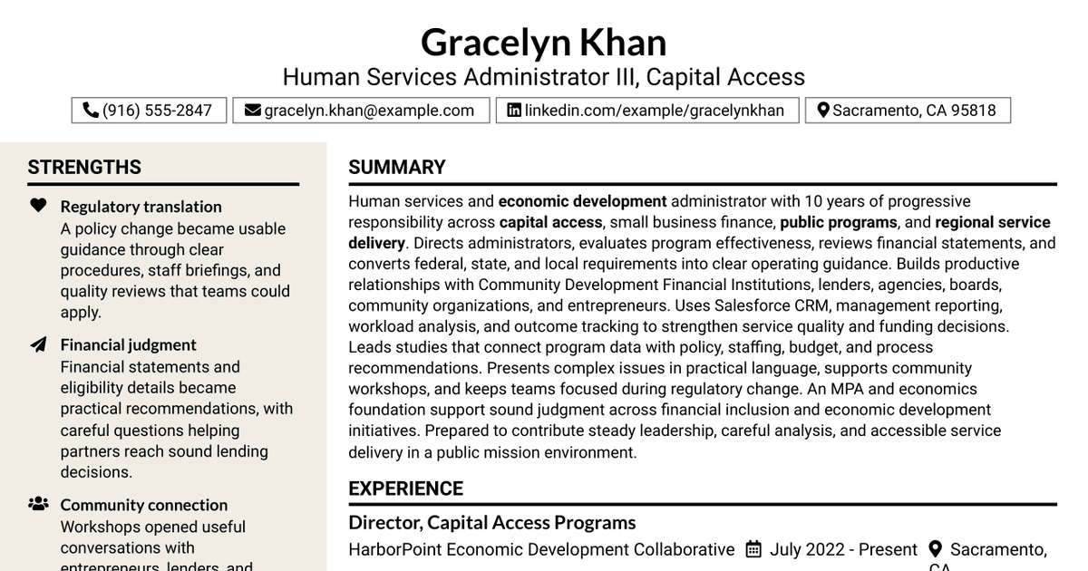 7 Human Services Administrator III - Capital Access Resume Templates with Example