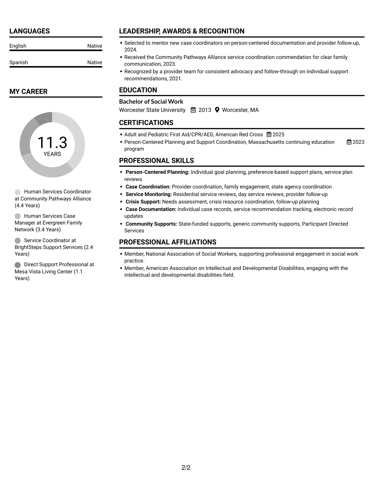 Resume example — page 2