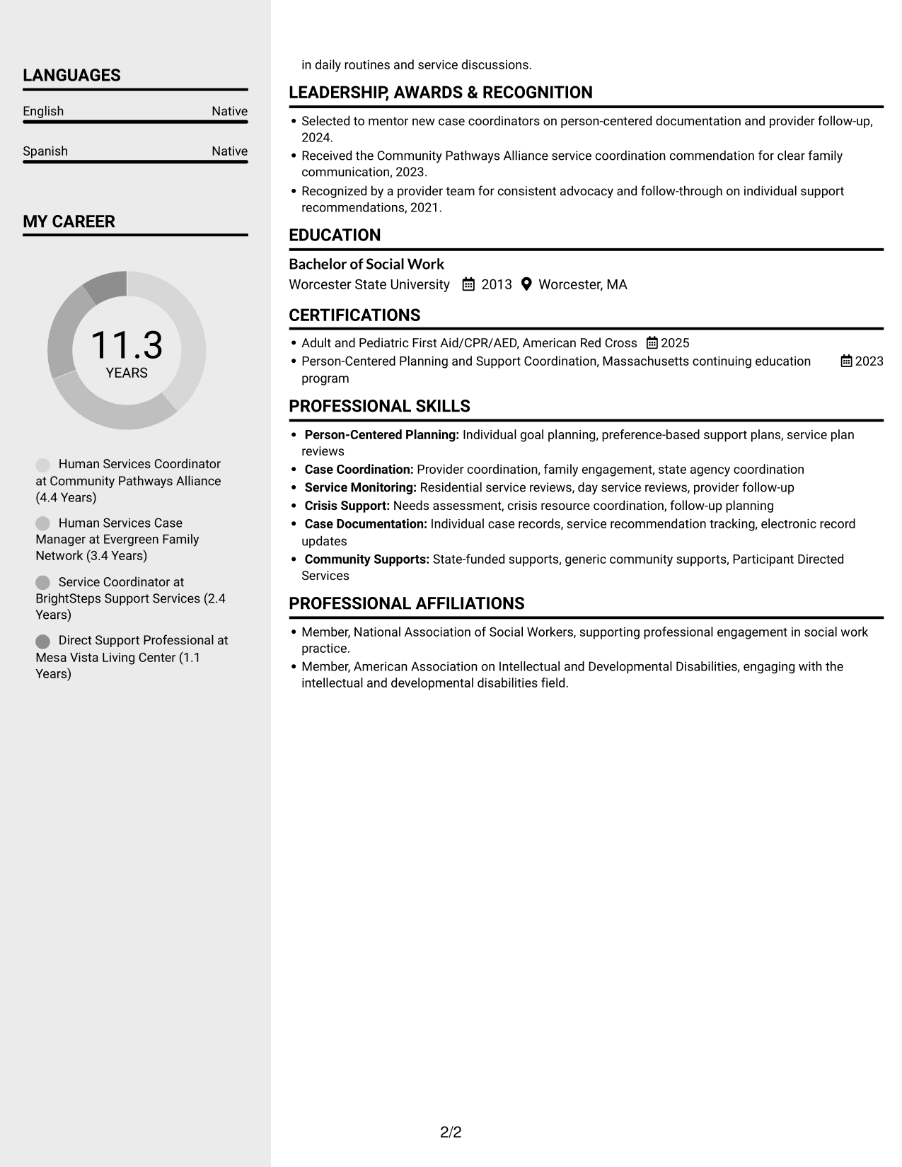 Resume example — page 2
