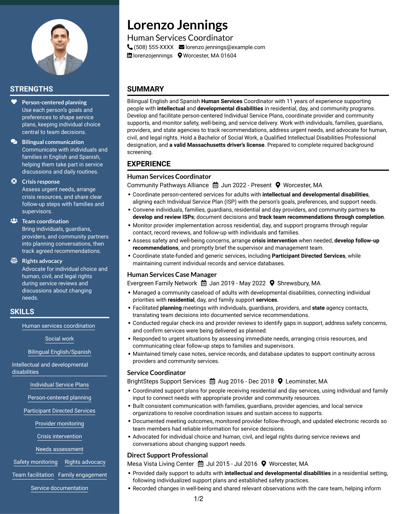 Resume example — page 1
