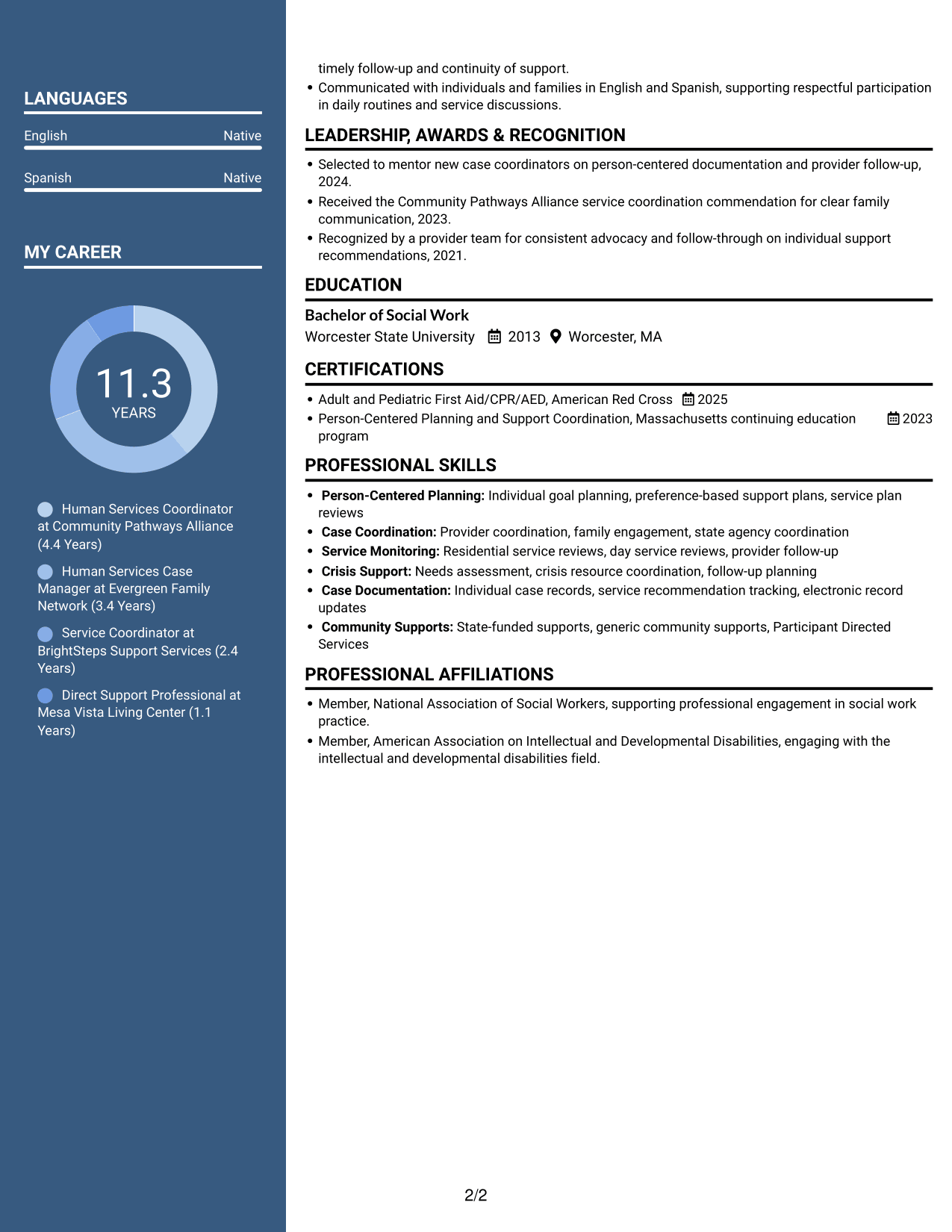 Resume example — page 2