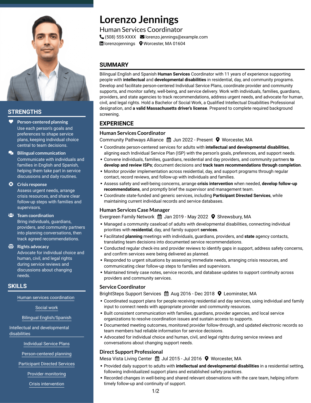 Resume example — page 1