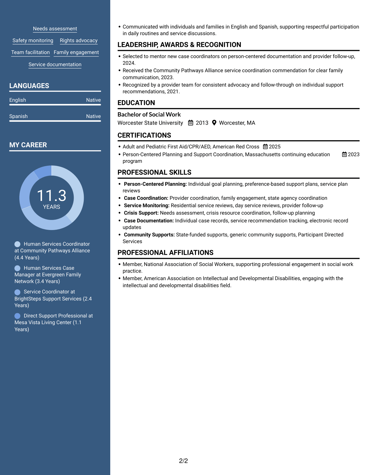 Resume example — page 2