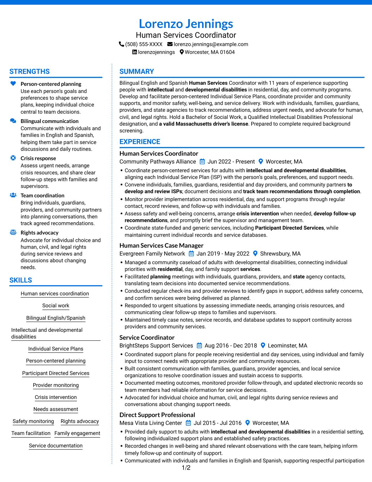 Resume example — page 1