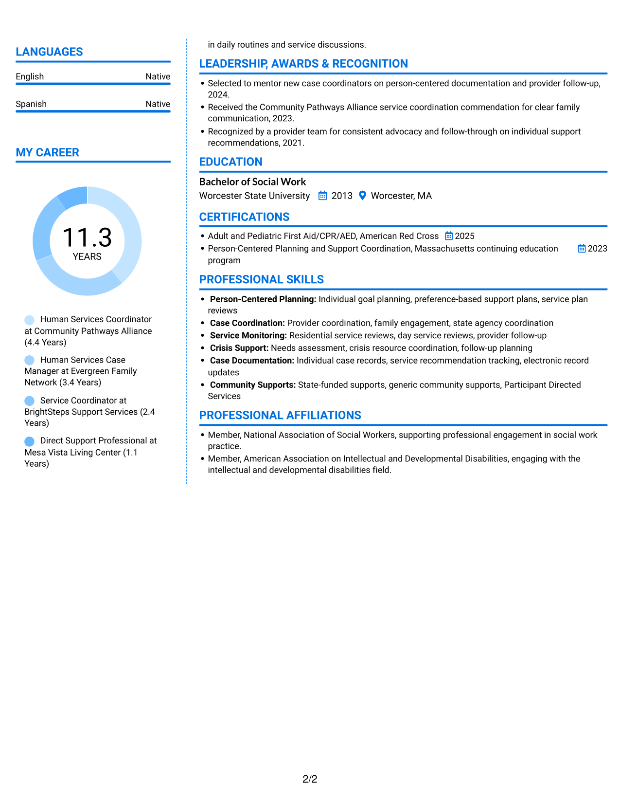 Resume example — page 2