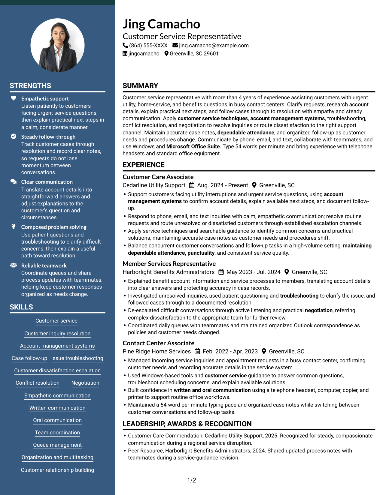 Resume example — page 1
