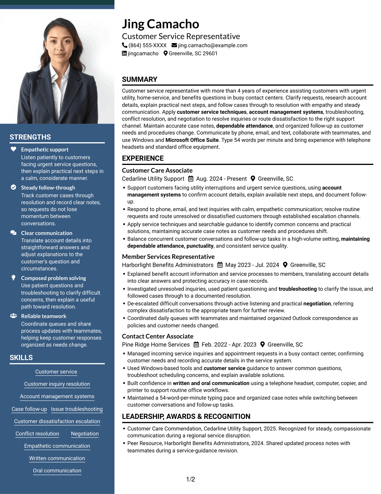 Resume example — page 1