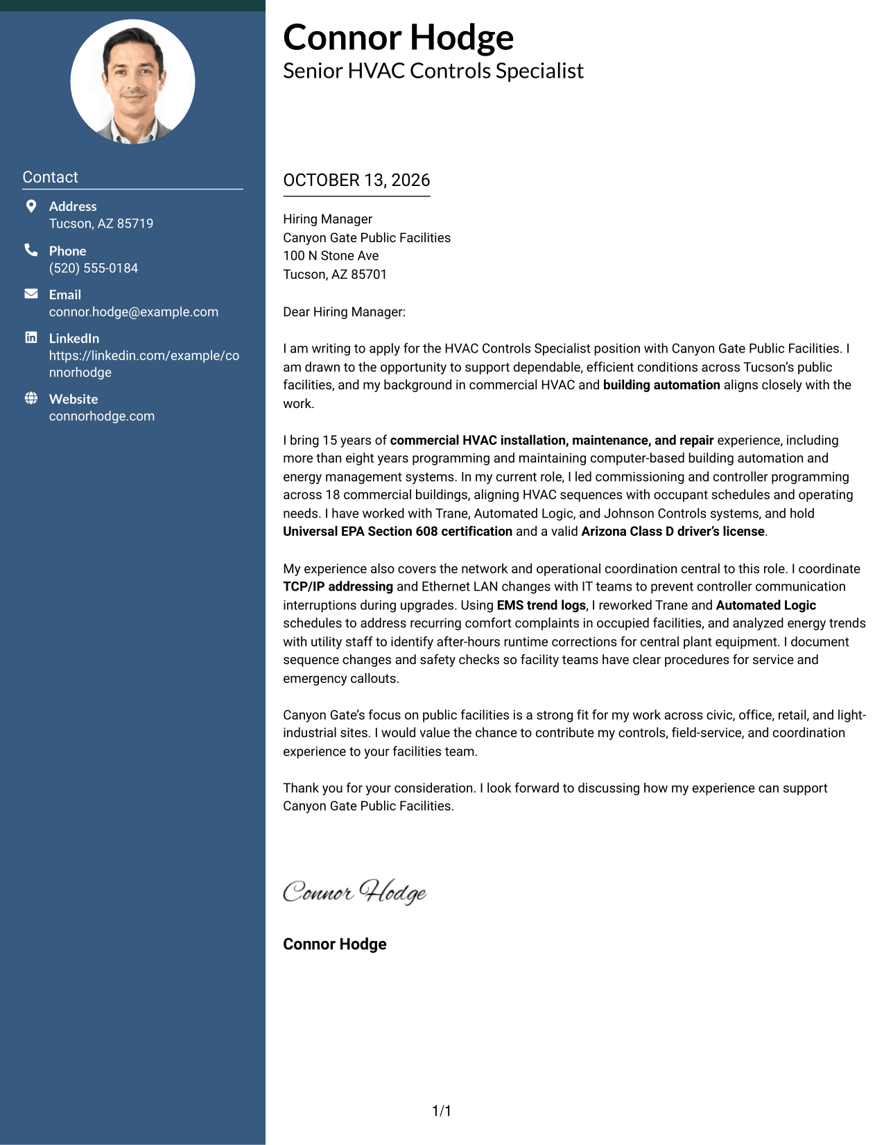 Cover Letter Example Page 1