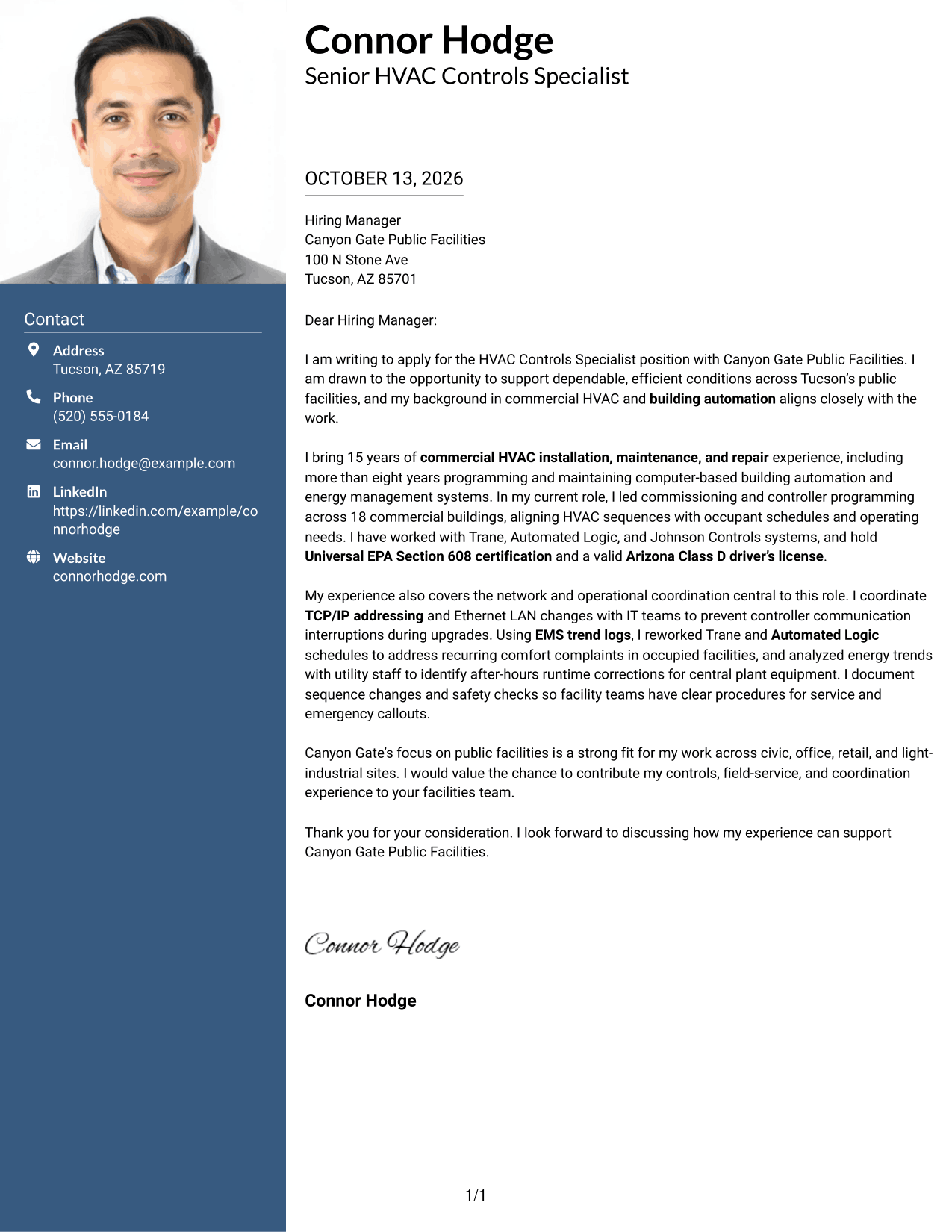 Cover Letter Example Page 1