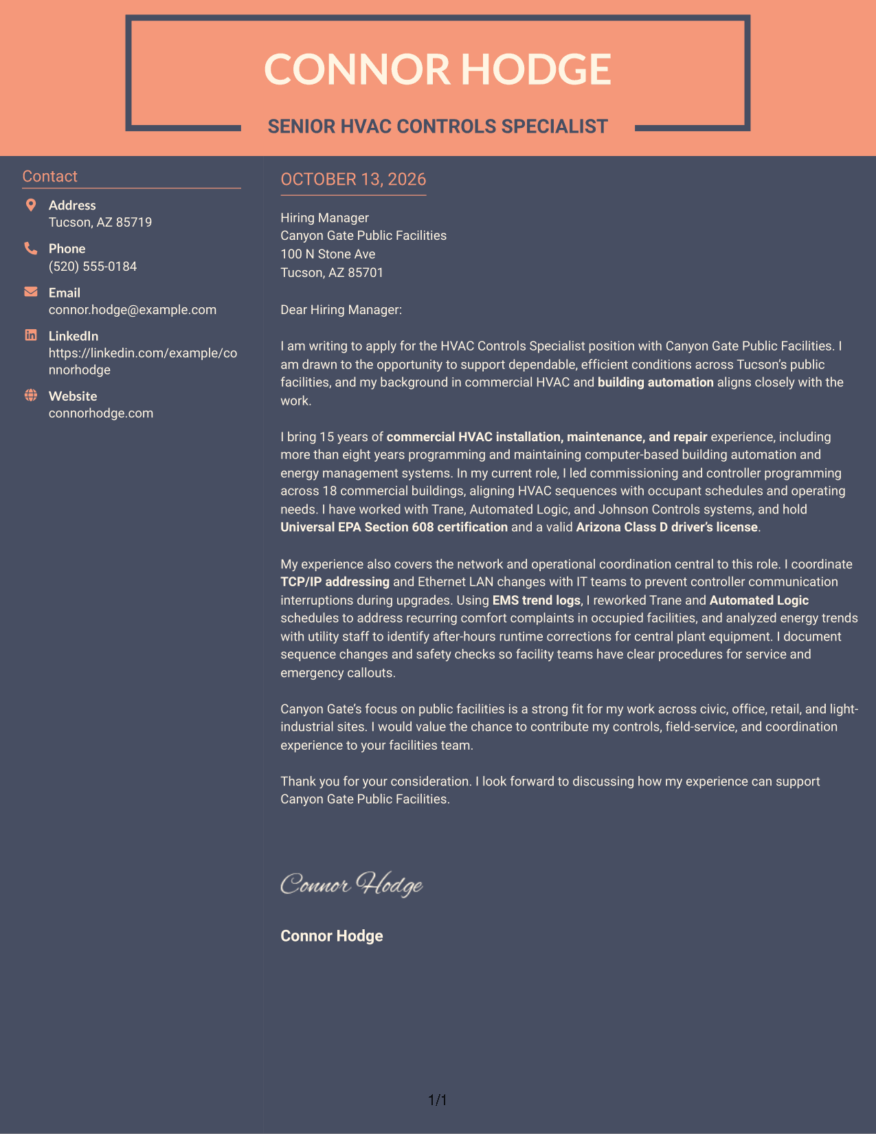 Cover Letter Example Page 1
