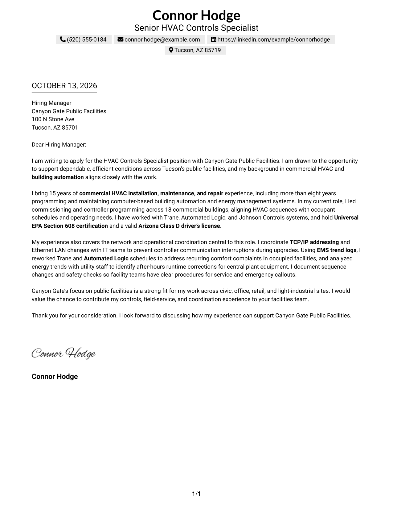 Text/Fang Style Cover Letter Preview