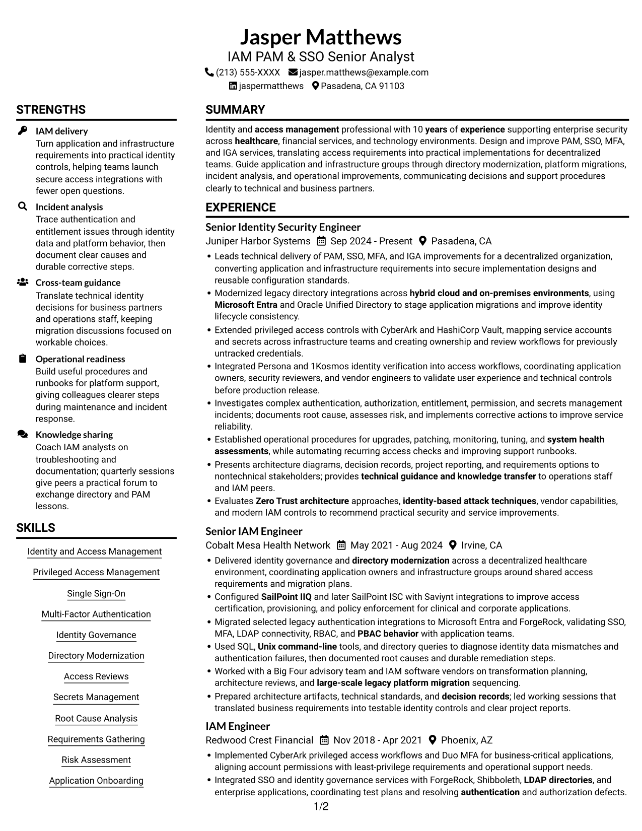 Resume example — page 1