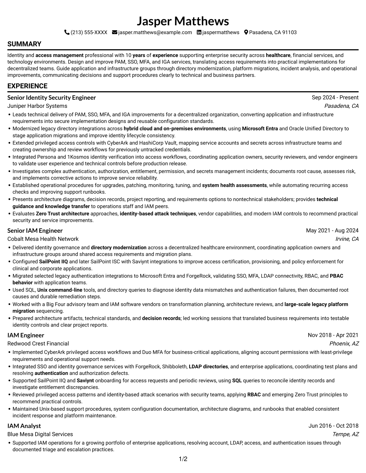 Resume example — page 1