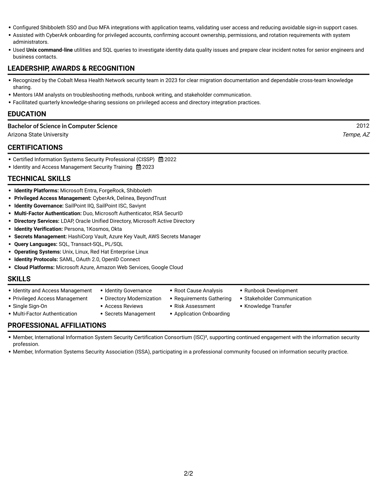 Resume example — page 2