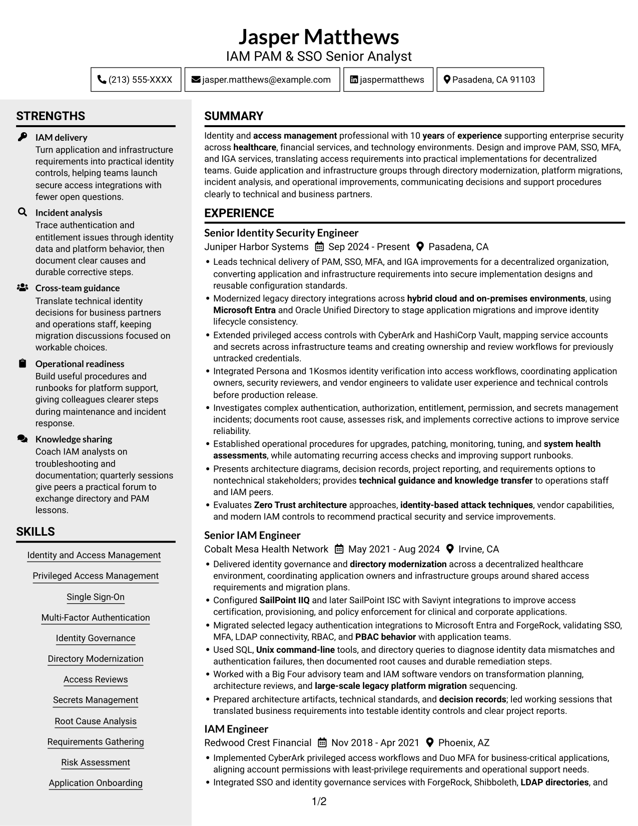 Resume example — page 1