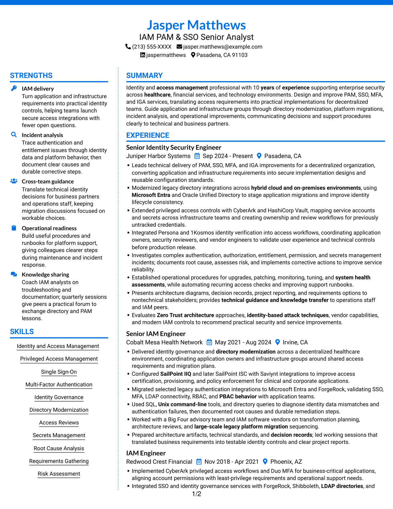 Resume example — page 1