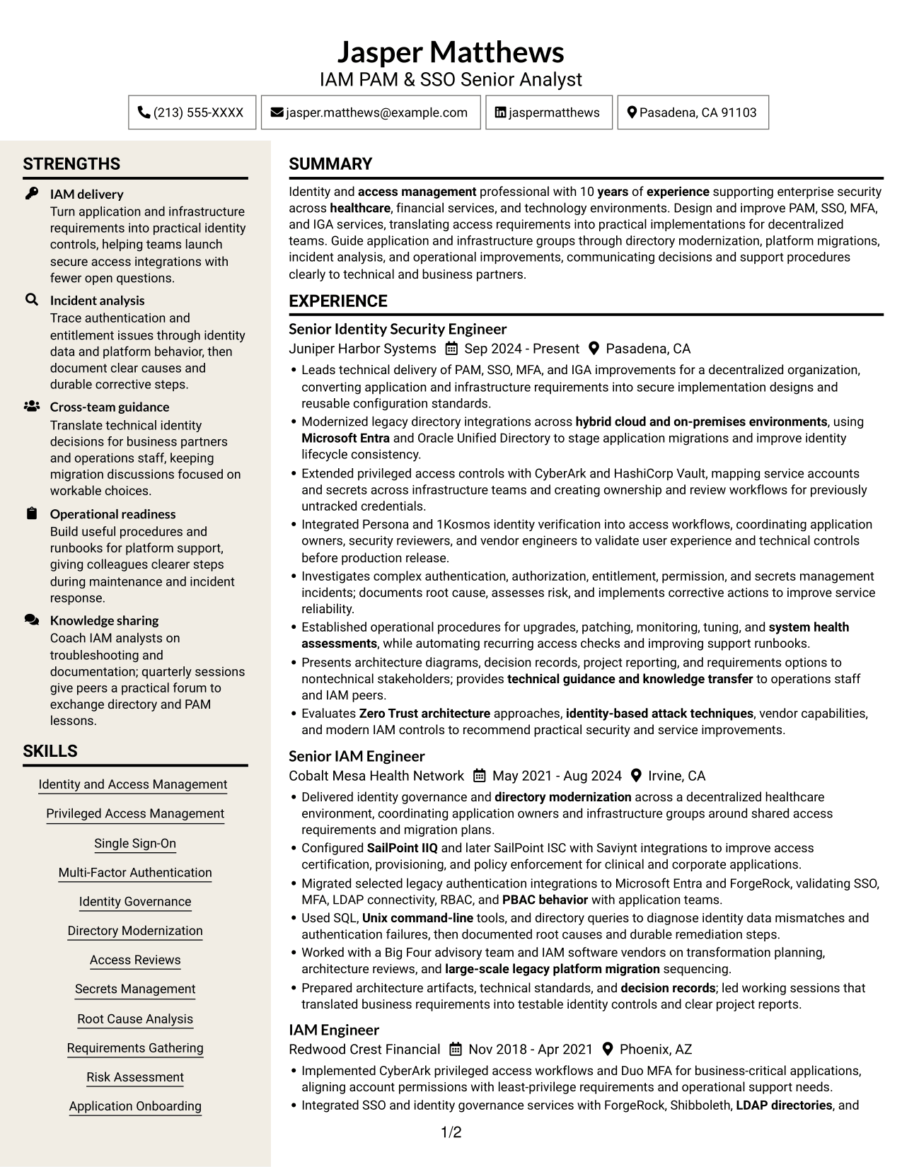 Resume example — page 1