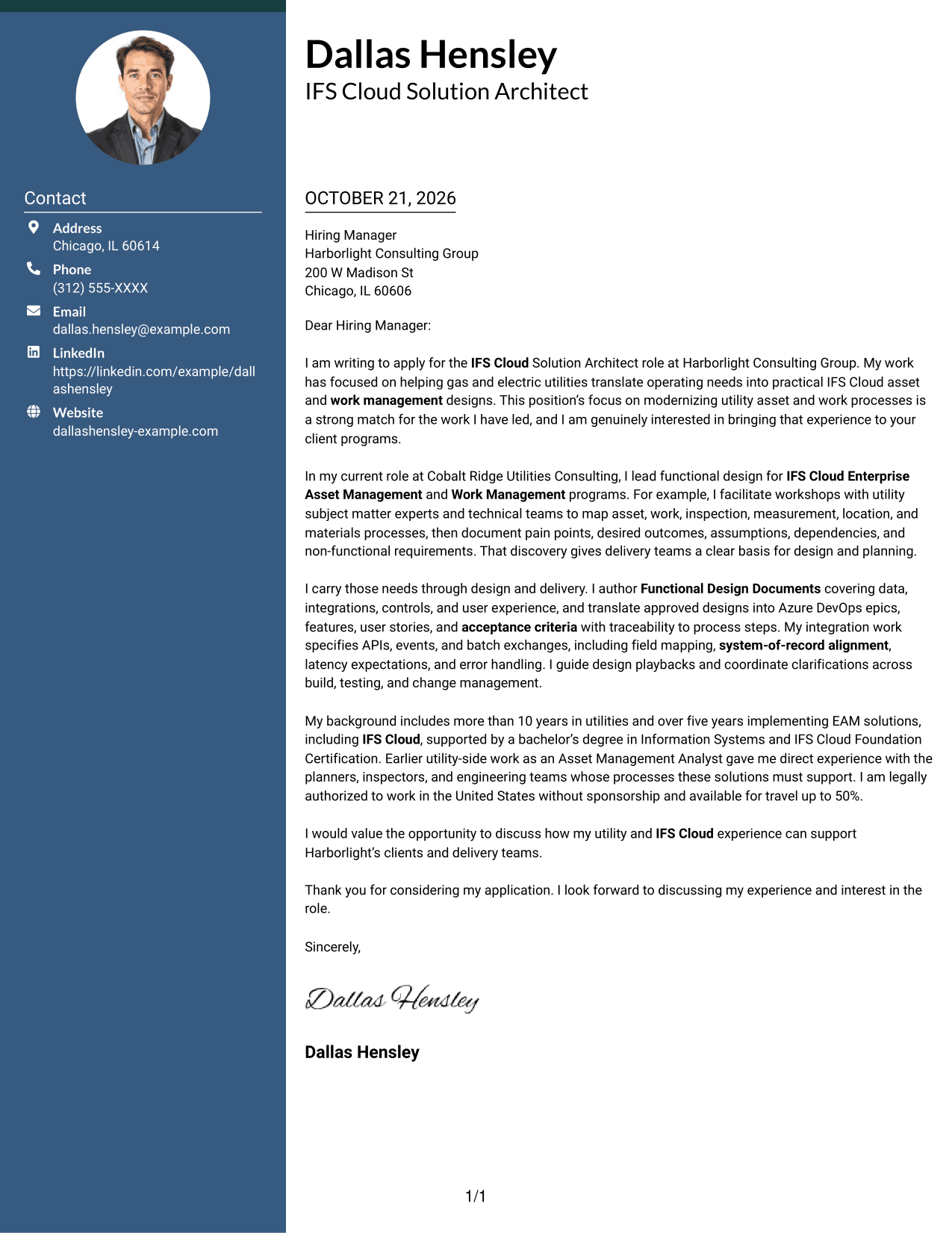 Cover letter example — page 1