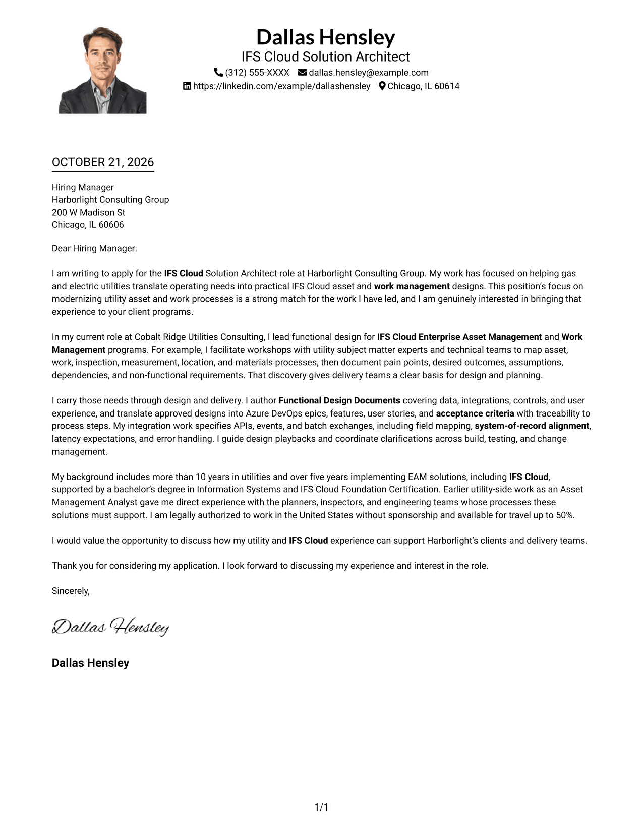 Cover letter example — page 1