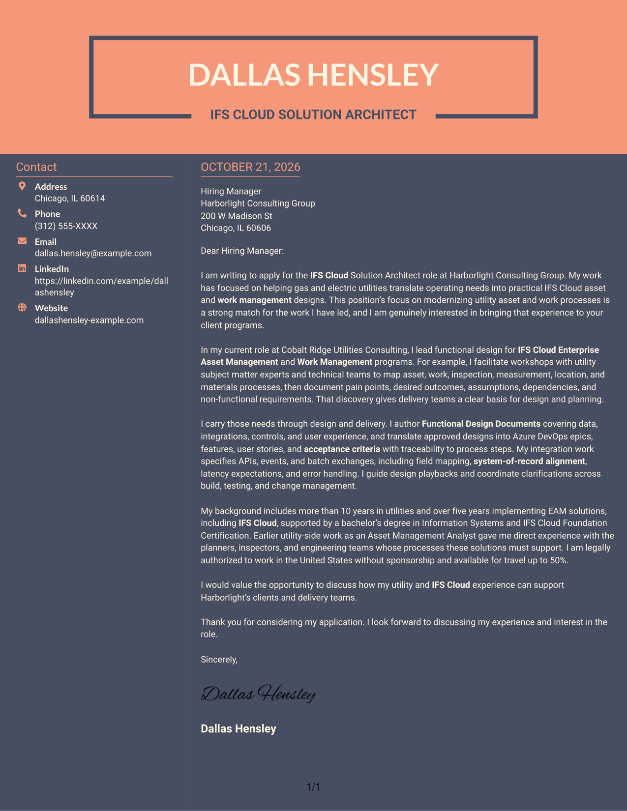 Cover letter example — page 1