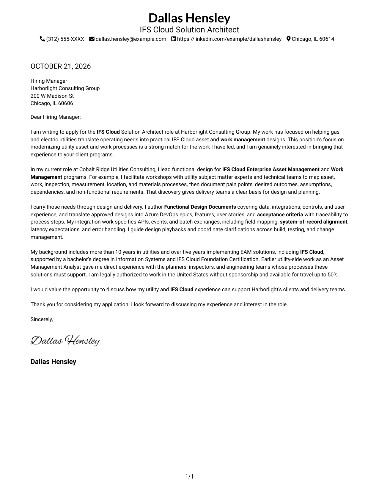 Cover letter example — page 1