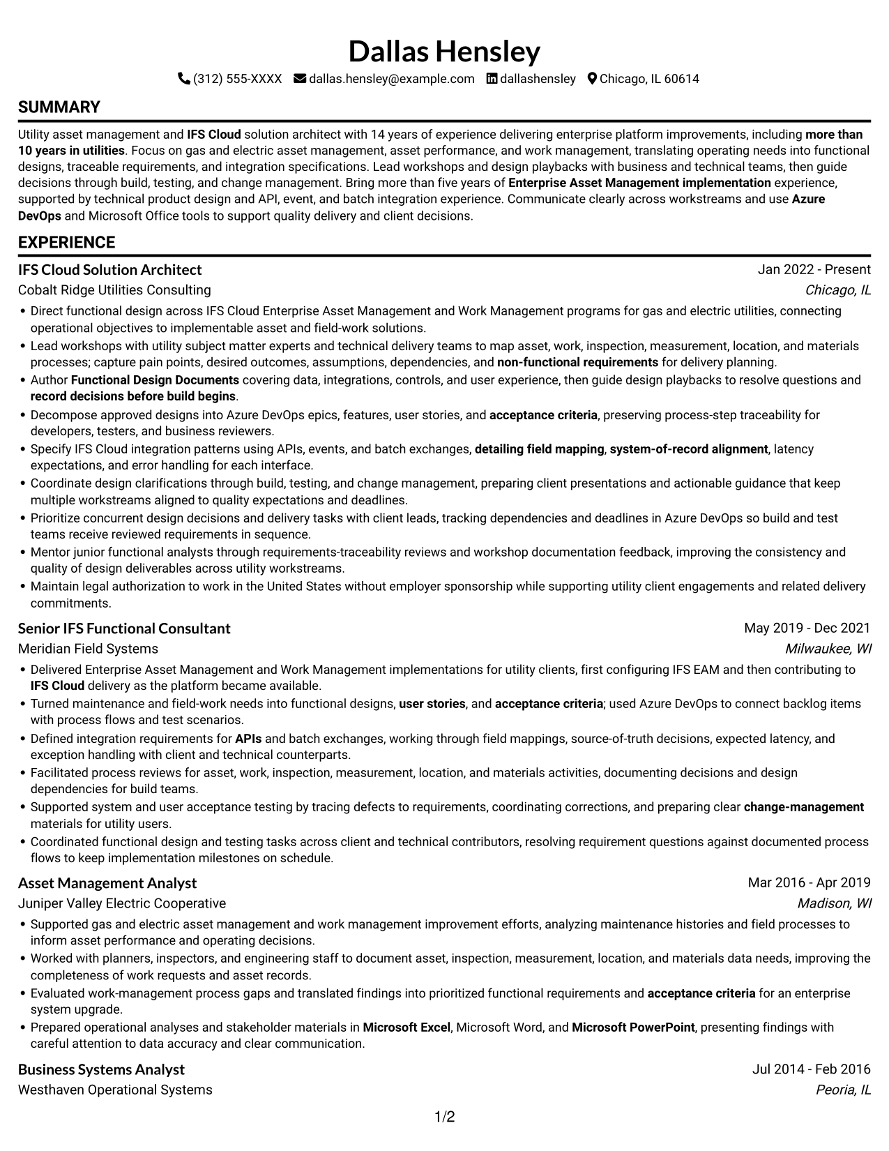 Resume example — page 1