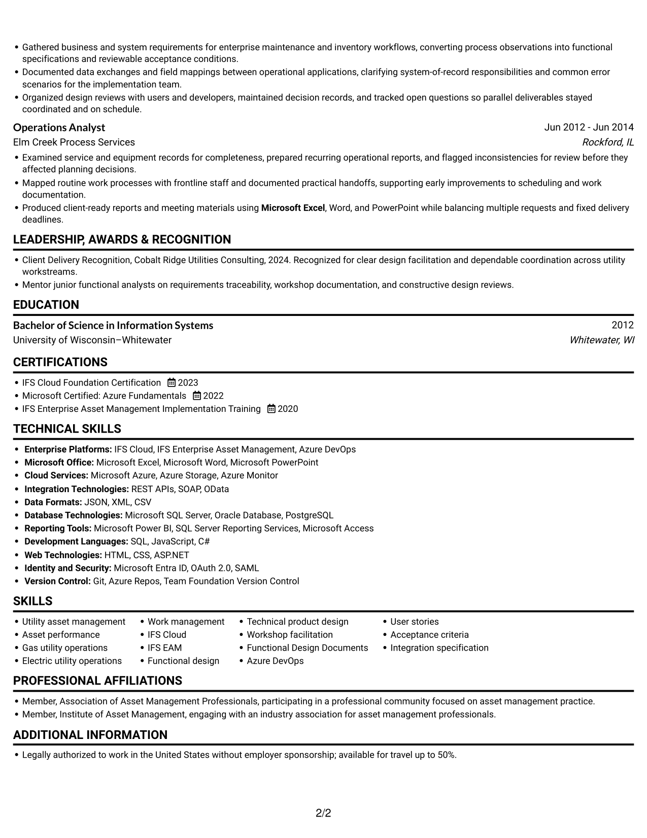Resume example — page 2