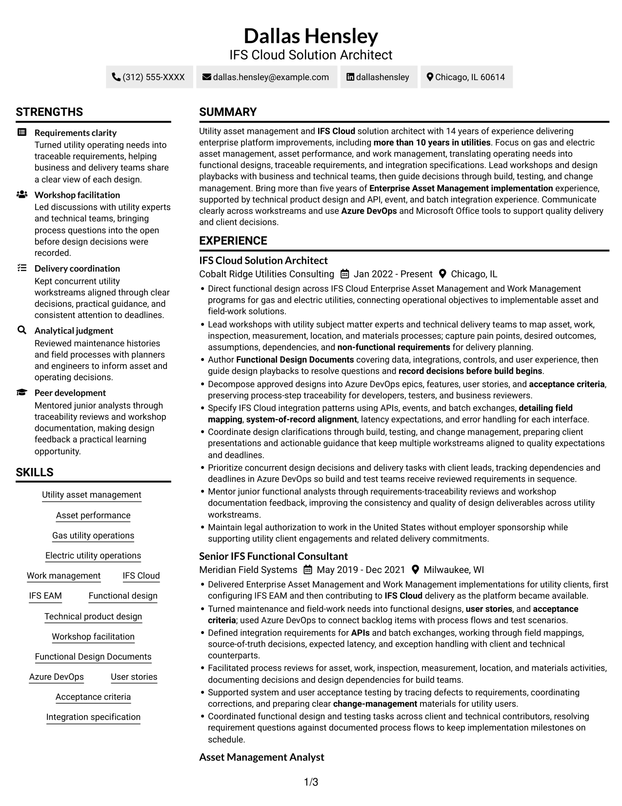 Resume example — page 1