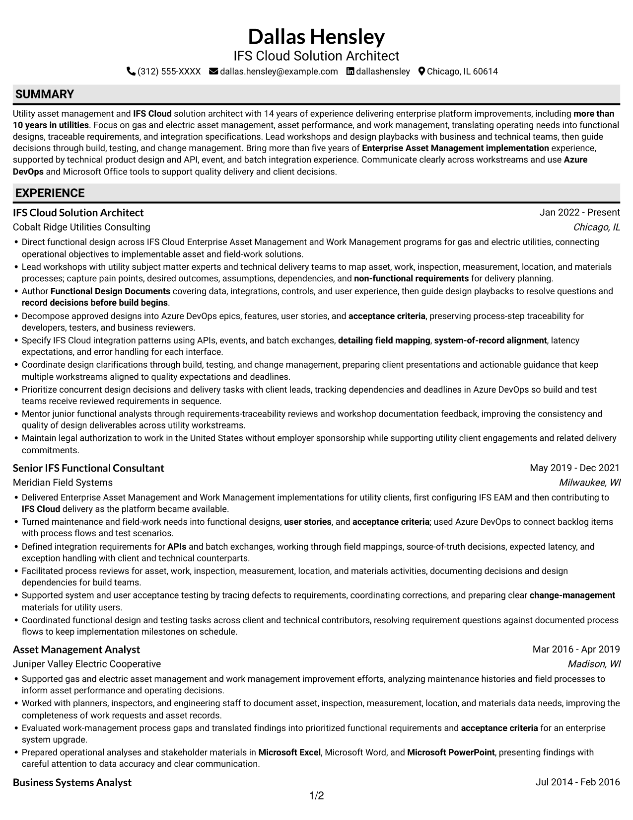 Resume example — page 1