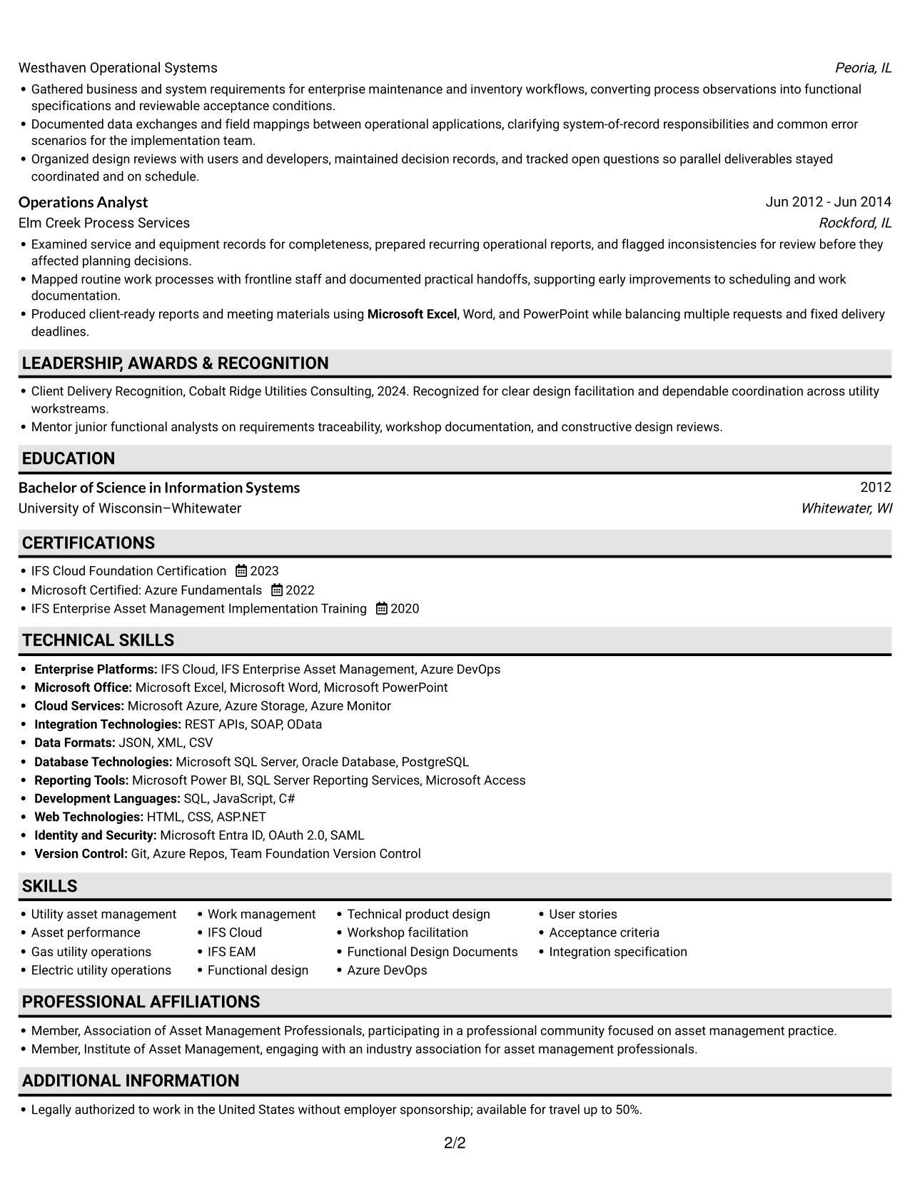 Resume example — page 2