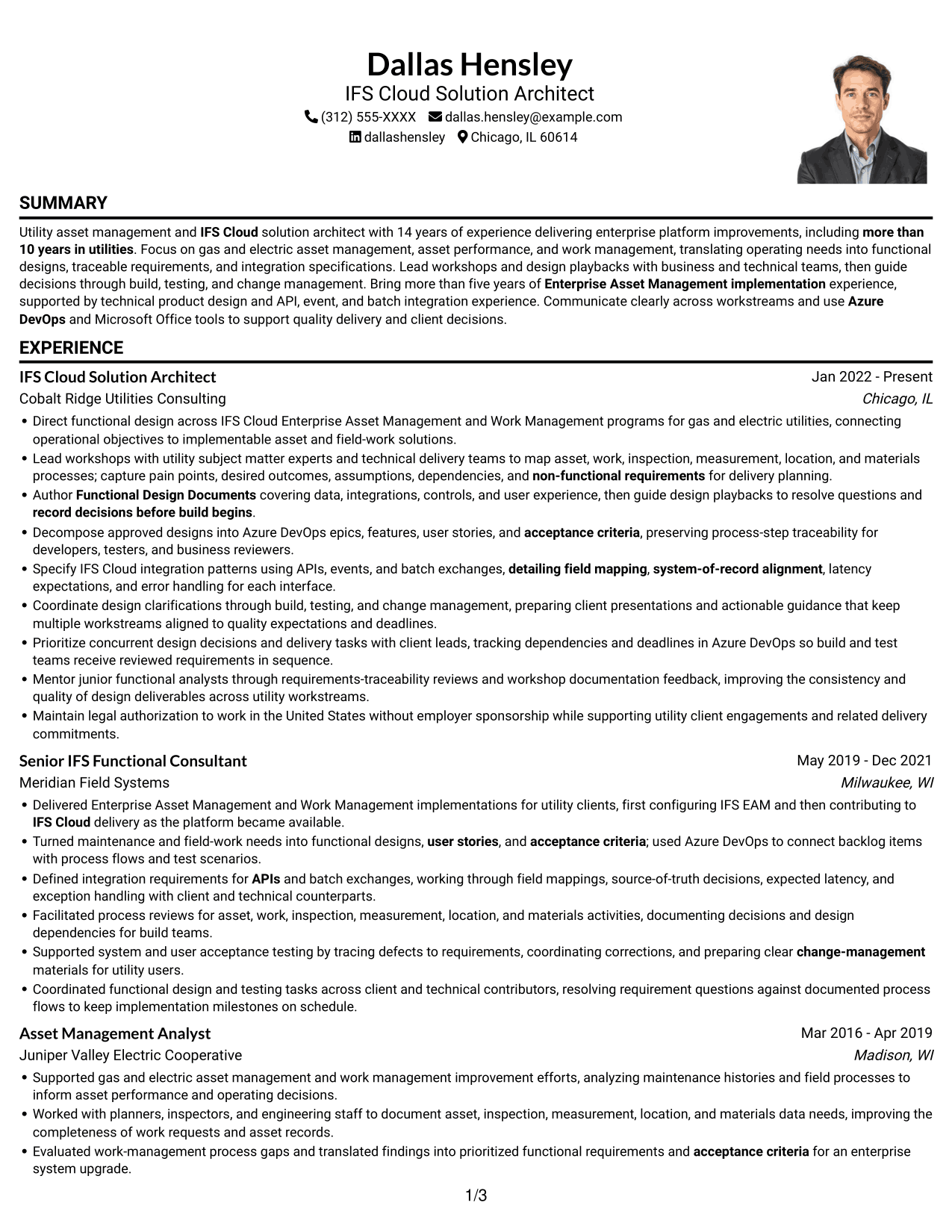 Resume example — page 1
