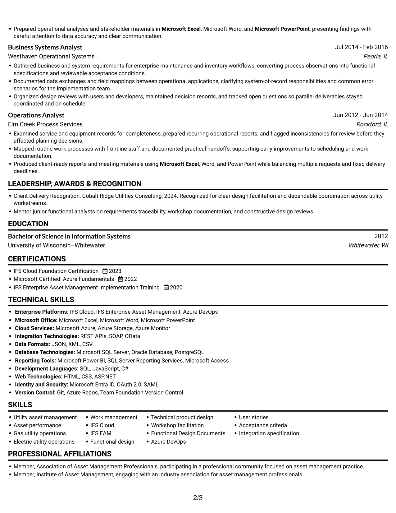 Resume example — page 2
