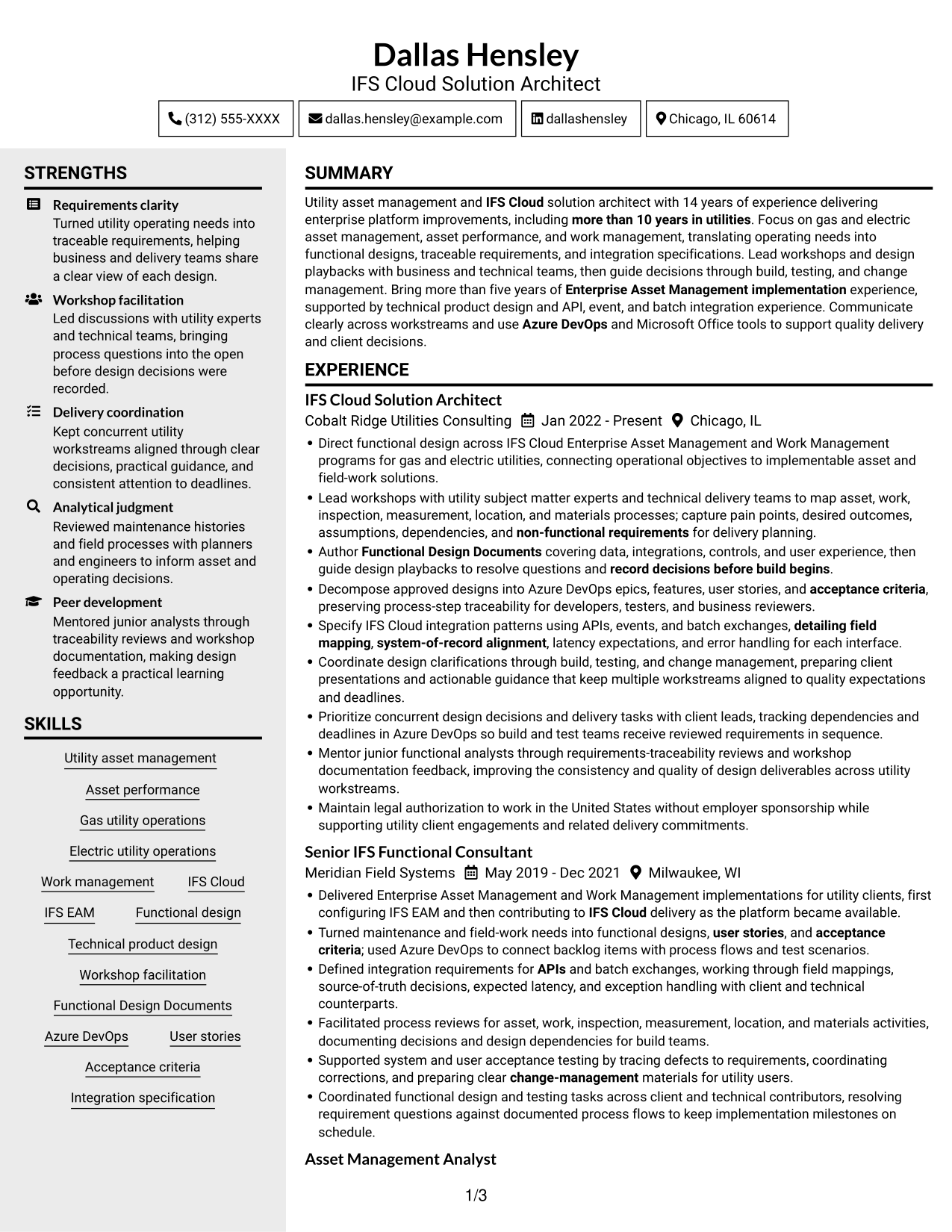 Resume example — page 1