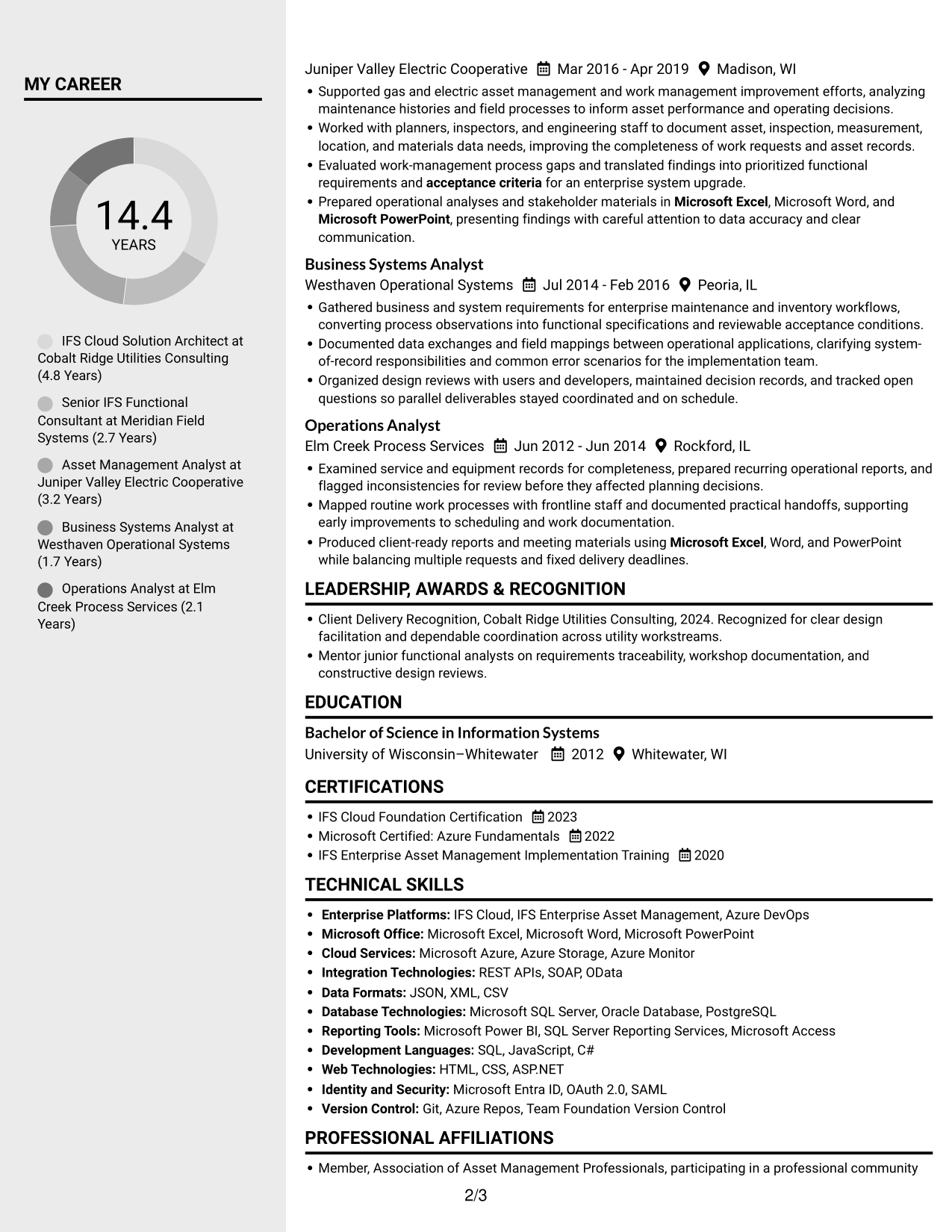 Resume example — page 2