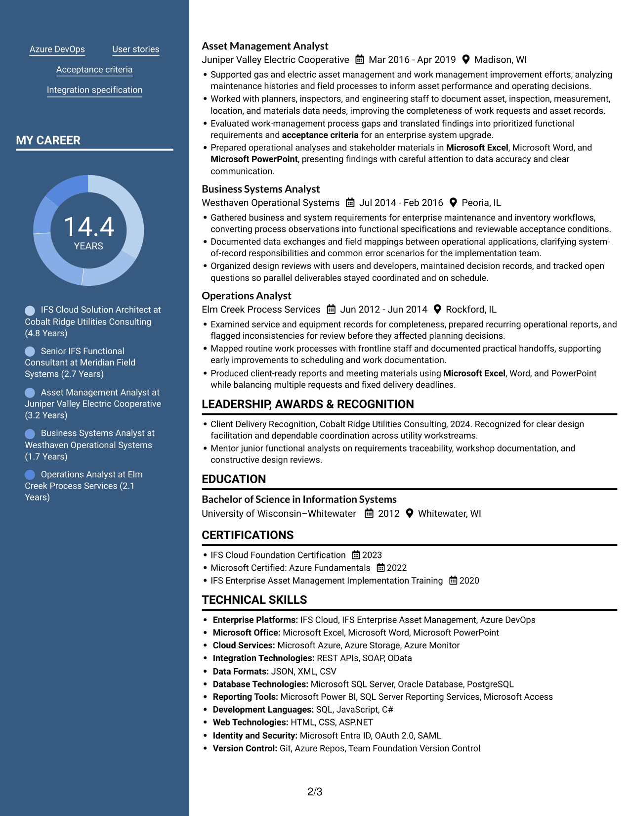 Resume example — page 2