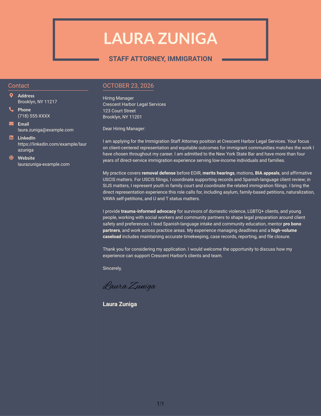 Cover letter example — page 1