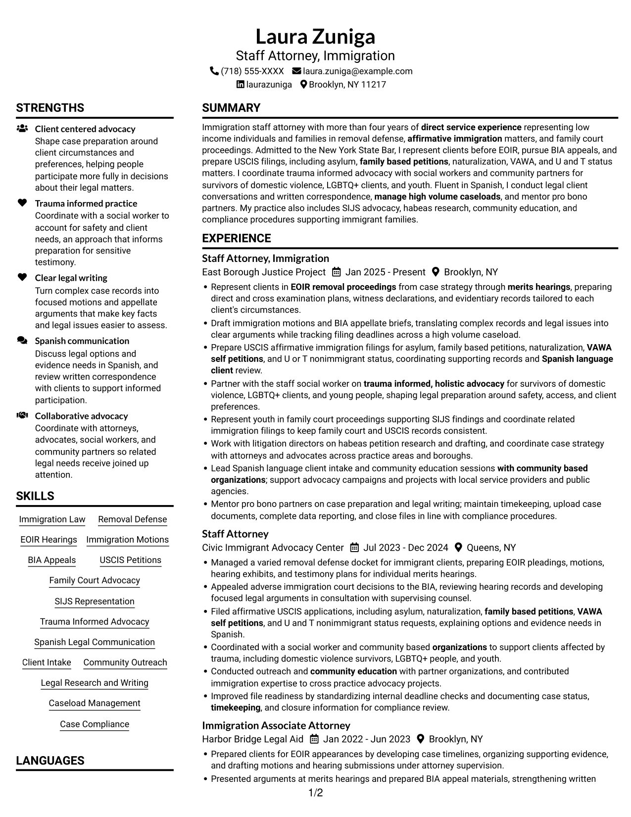 Resume example — page 1