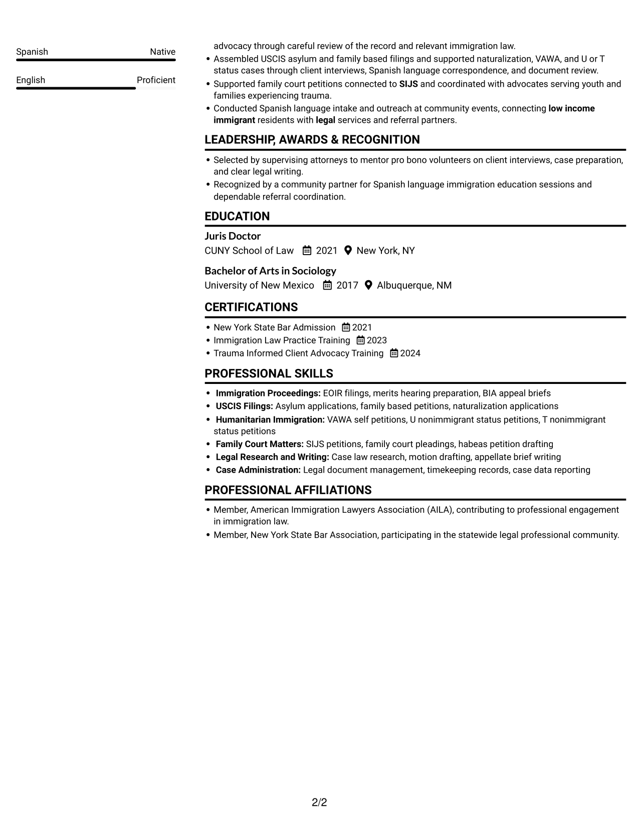 Resume example — page 2