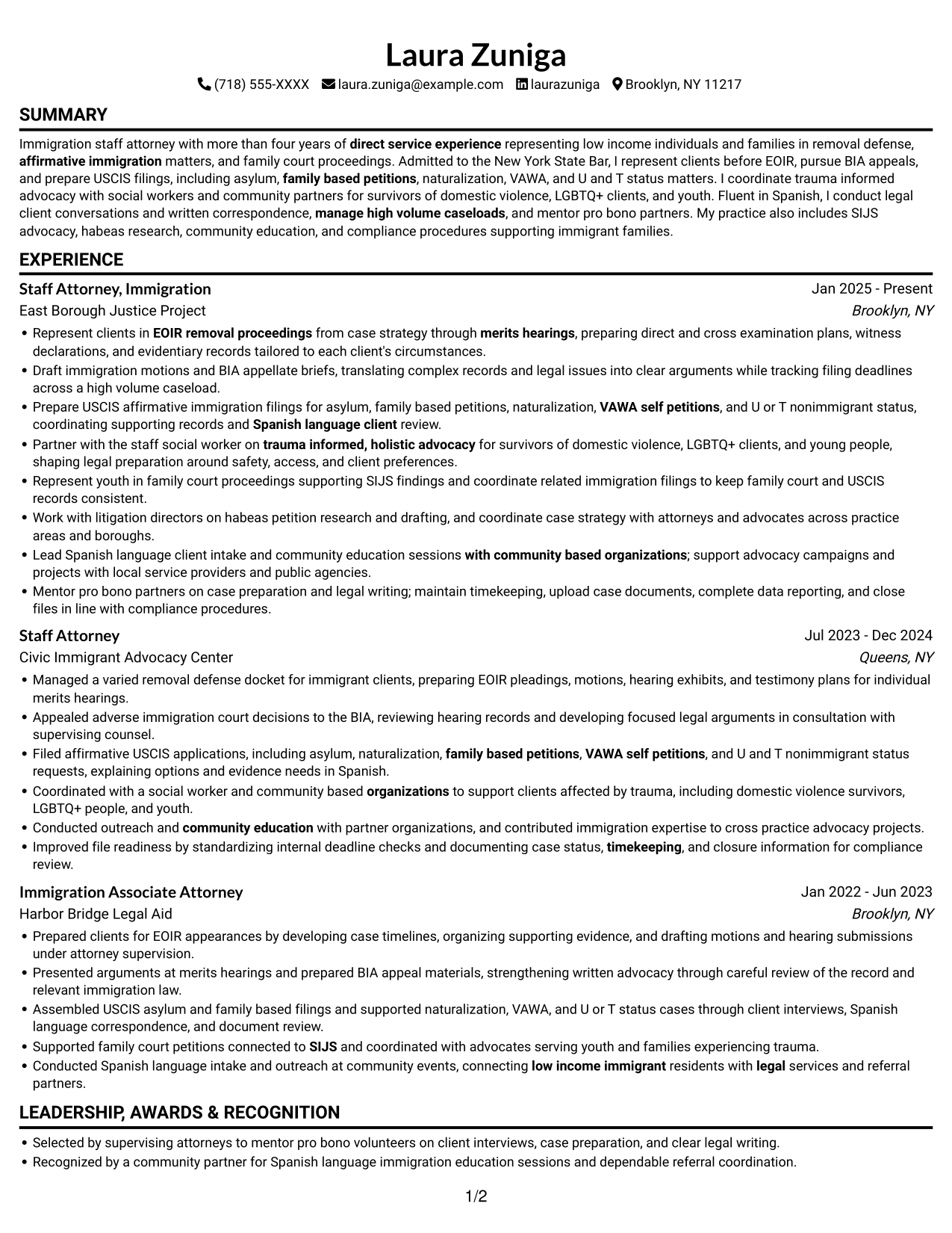 Resume example — page 1