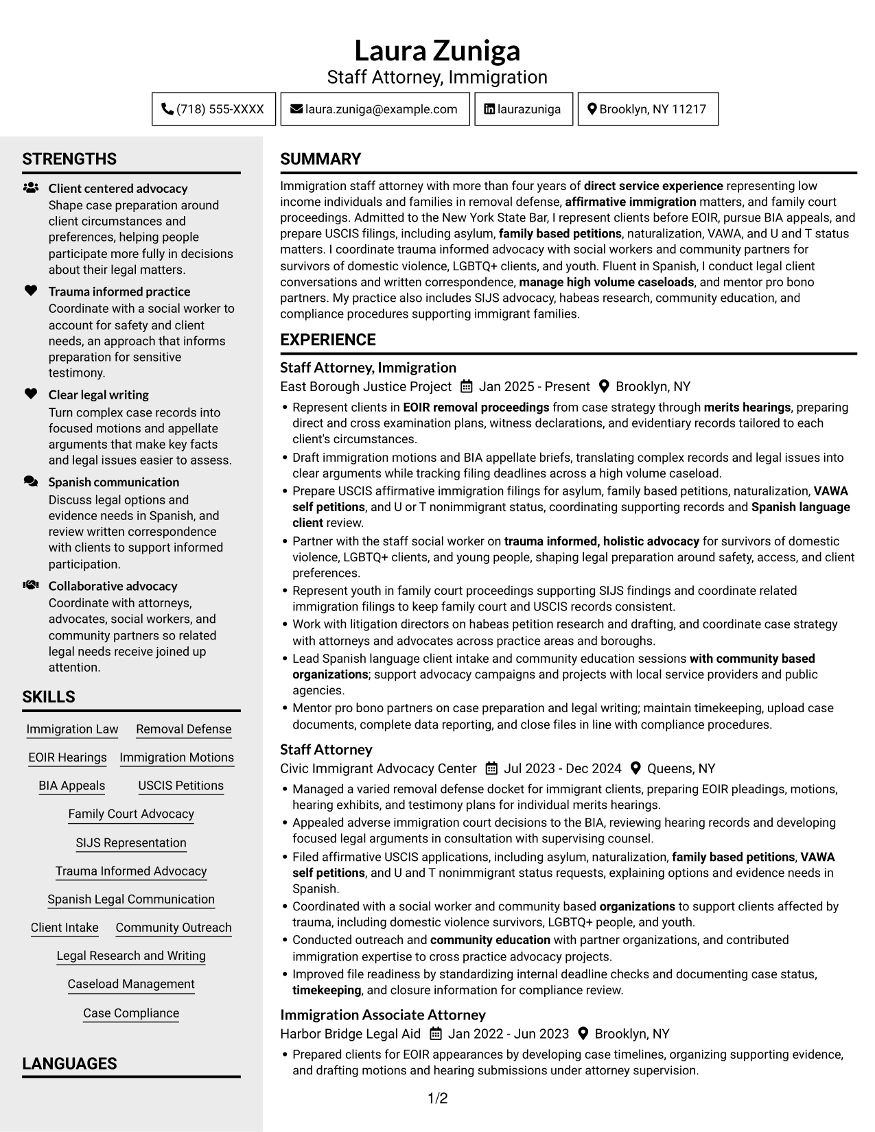 Resume example — page 1