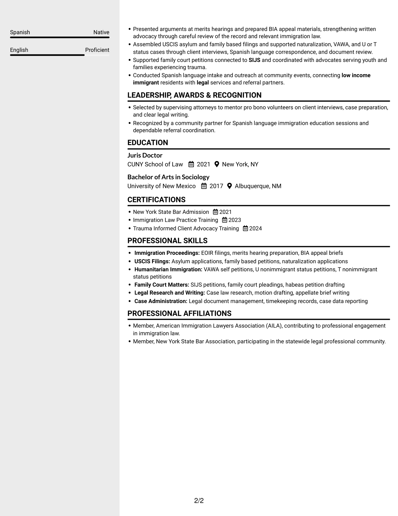 Resume example — page 2