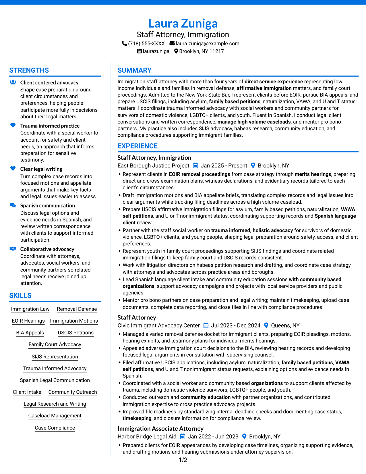 Resume example — page 1