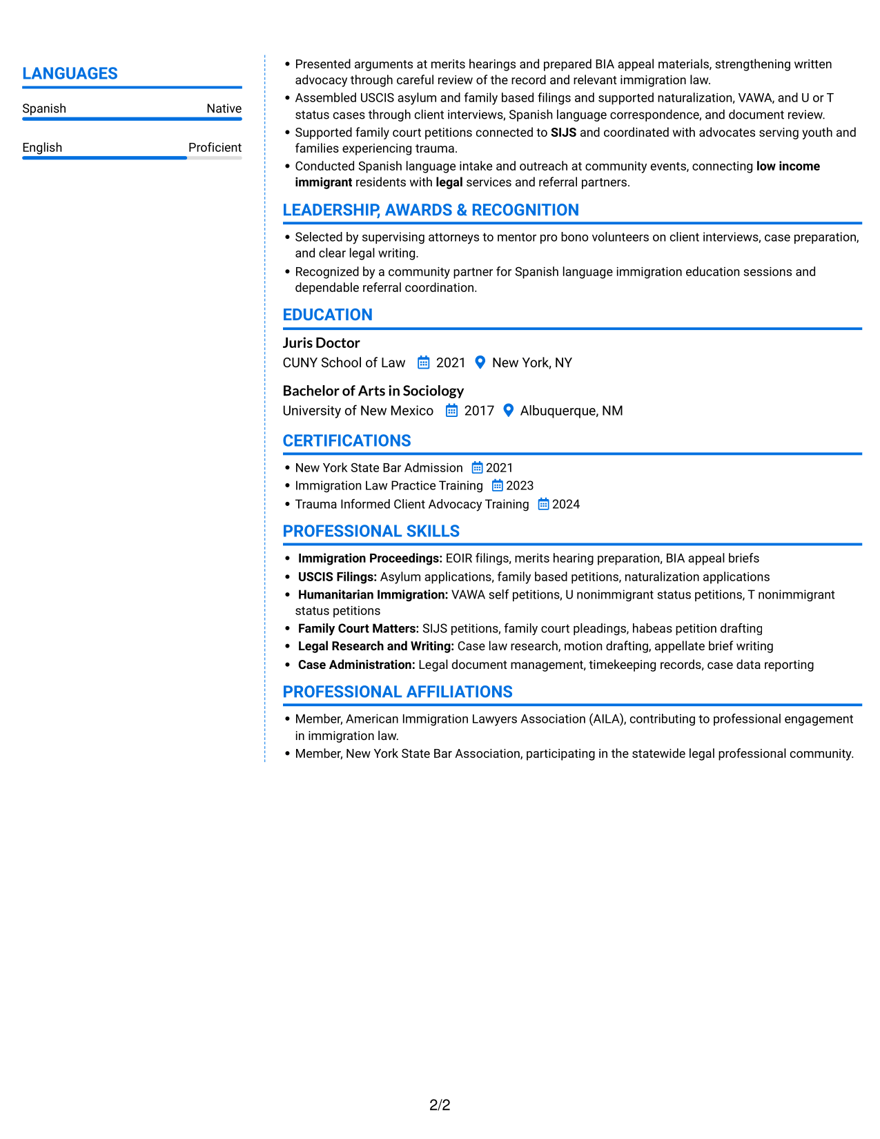 Resume example — page 2