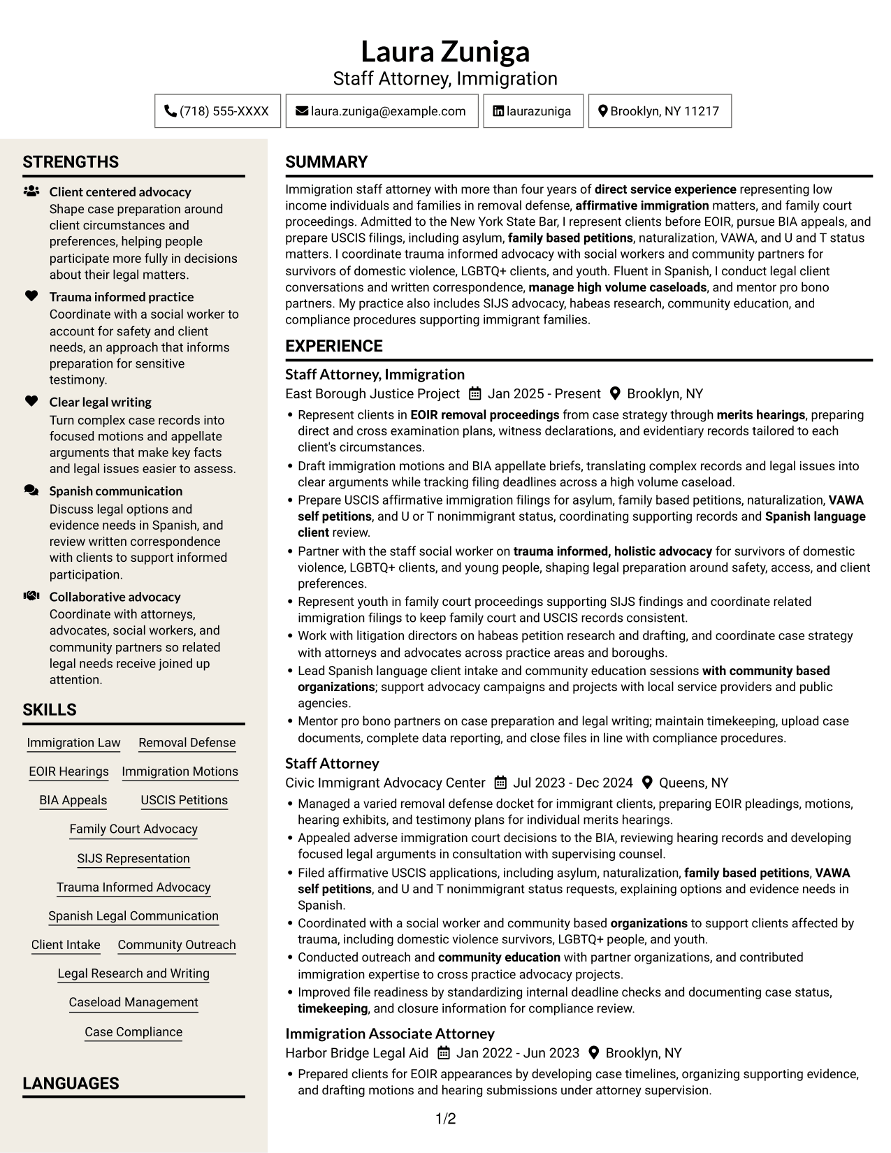 Resume example — page 1