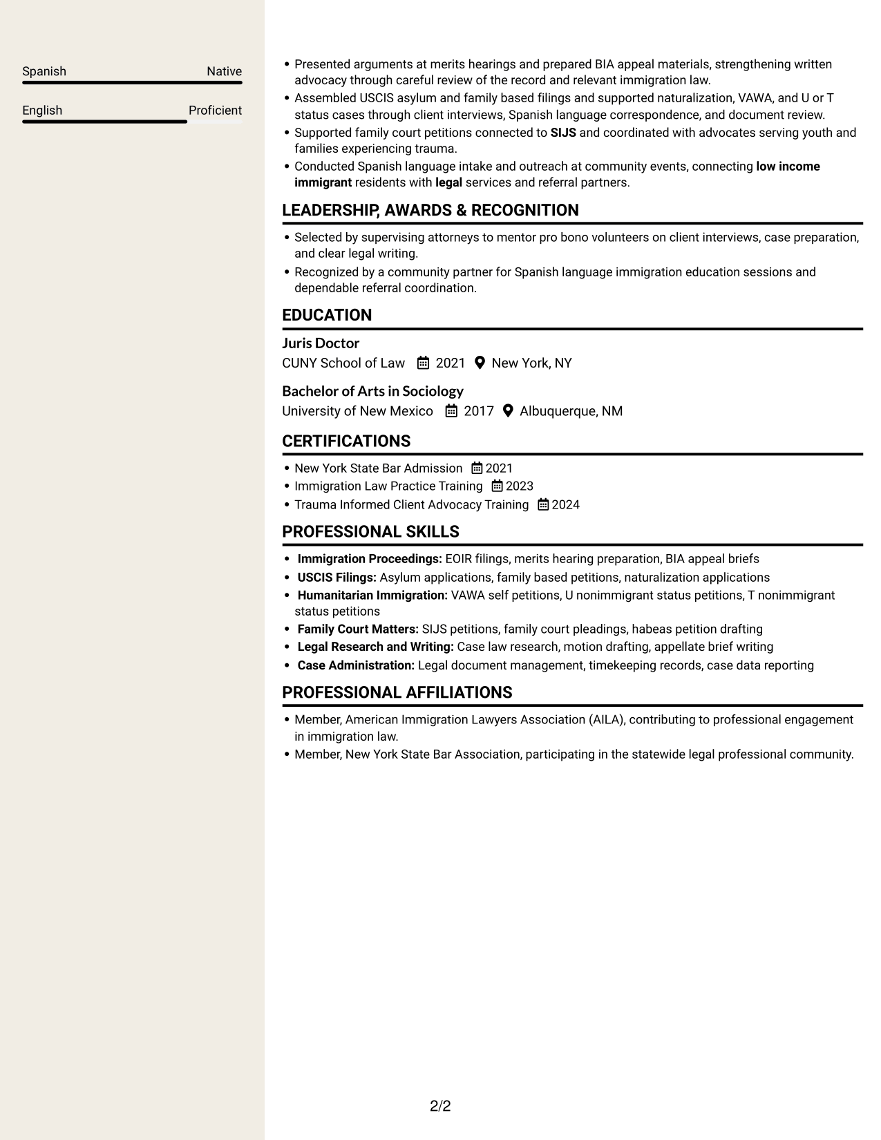Resume example — page 2