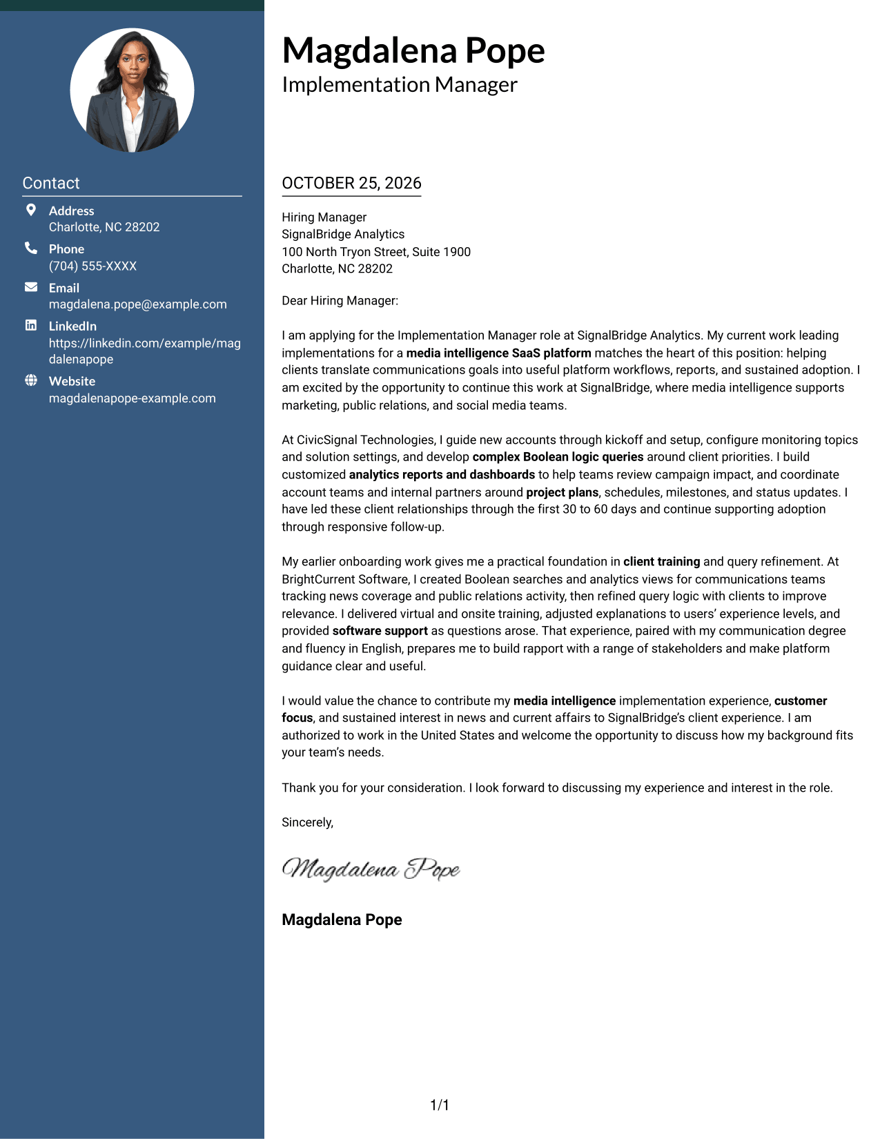 Cover letter example — page 1