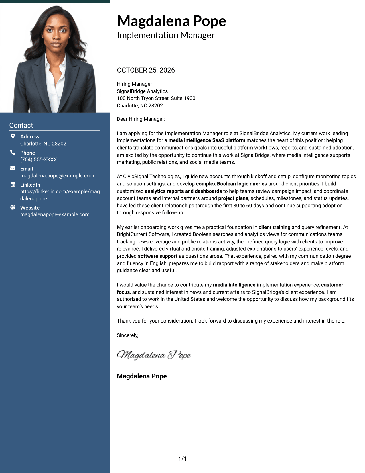 Cover letter example — page 1