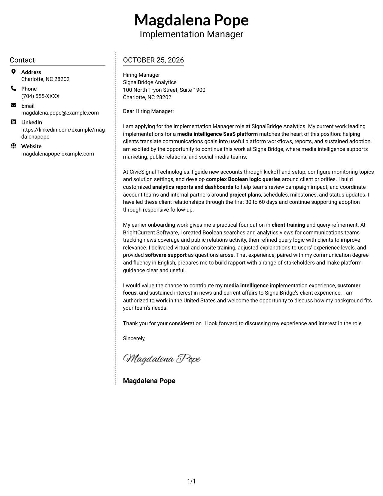 Cover letter example — page 1