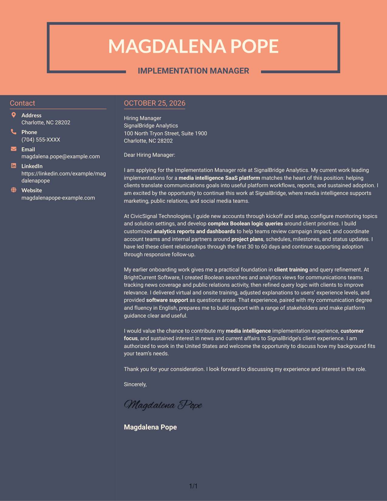 Cover letter example — page 1